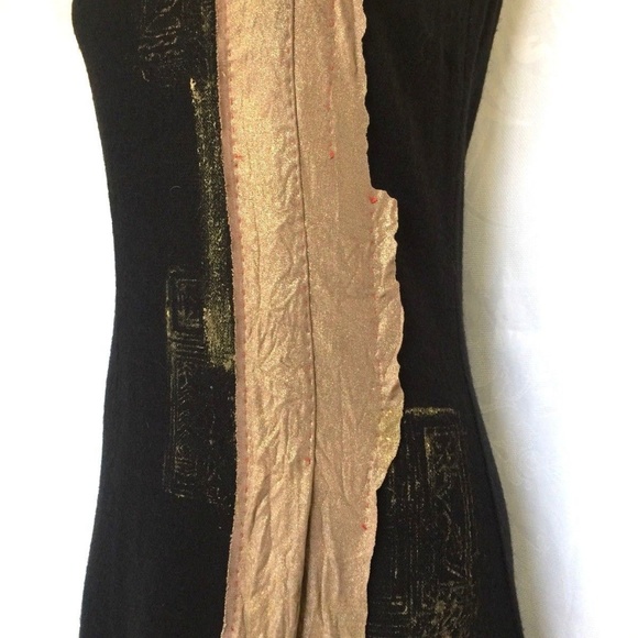 Saniya Khan Dress Black Sleeveless Knit Gold M - Picture 6 of 8